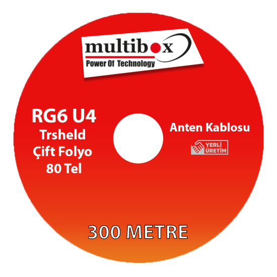 Multibox RG6 U4 Trsheld Çift Folyo 80 Tel Anten Kablosu 500 Metre