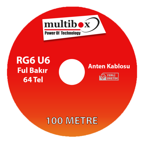 Multibox RG6 U6 Ful Bakır 64 Tel Anten Kablosu 100 Metre