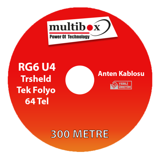 Multibox RG6 U4 Trsheld Çift Folyo 64 Tel Anten Kablosu 300 Metre