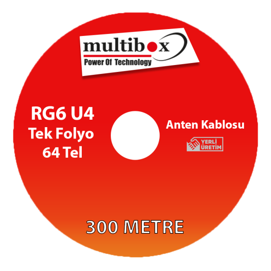 Multibox RG6 U4 Tek Folyo 64 Tel Anten Kablosu 300 Metre