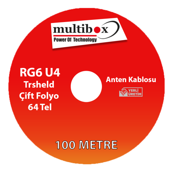 Multibox RG6 U4 Trsheld Çift Folyo 64 Tel Anten Kablosu 100 Metre