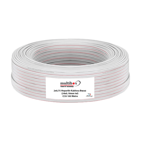 2x0,75 Hoparlör Kablosu Beyaz (24x0,18mm tel) CCA 100 Metre
