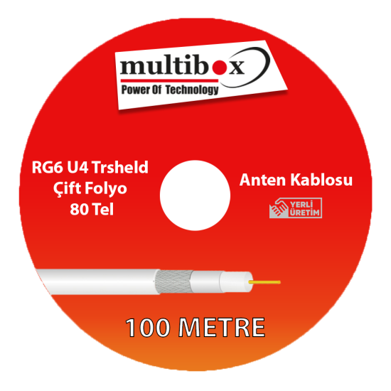 Multibox RG6 U4 Trsheld Çift Folyo 80 Tel Anten Kablosu 100 Metre