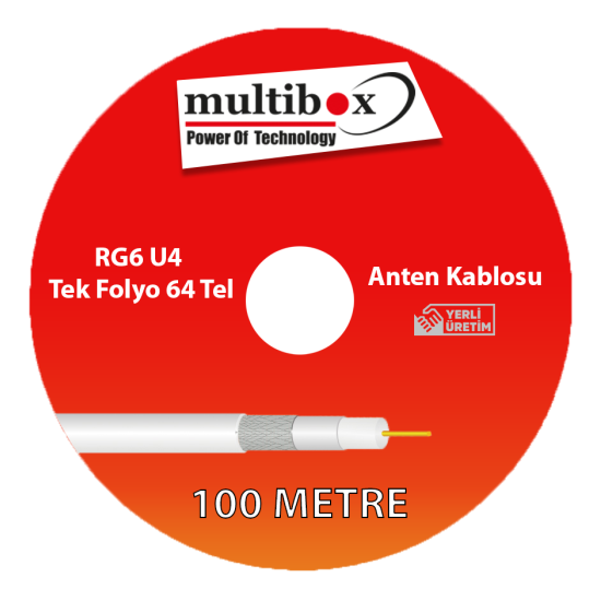 Multibox RG6 U4 Tek Folyo 64 Tel Anten Kablosu 100 Metre